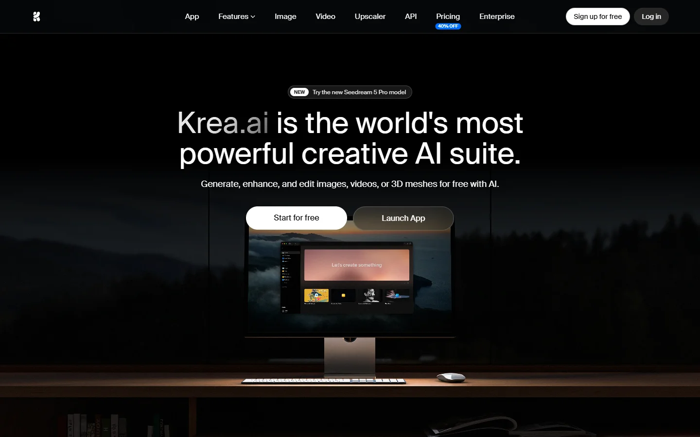Krea real-time AI canvas homepage
