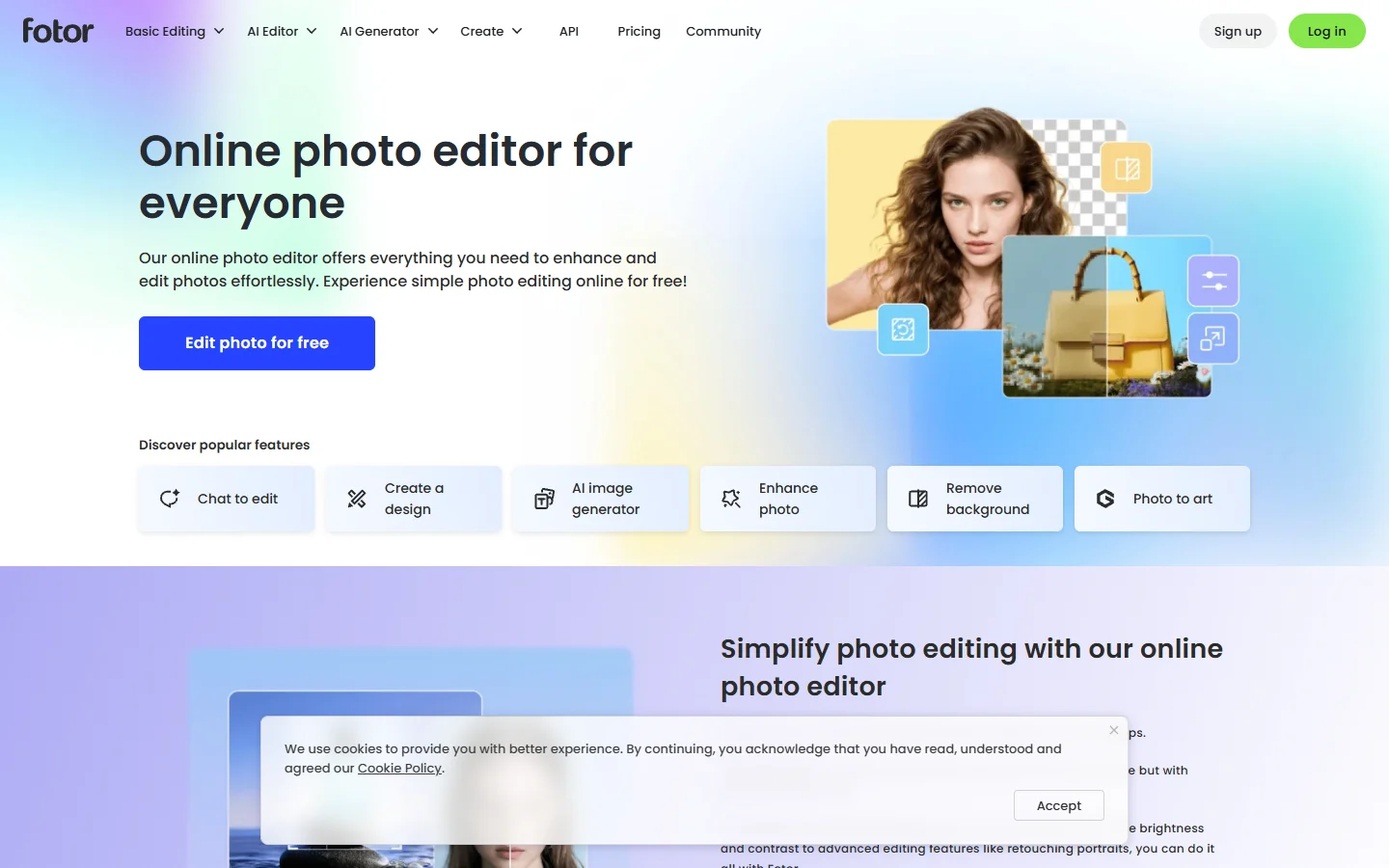 Fotor AI photo editor and design tool homepage