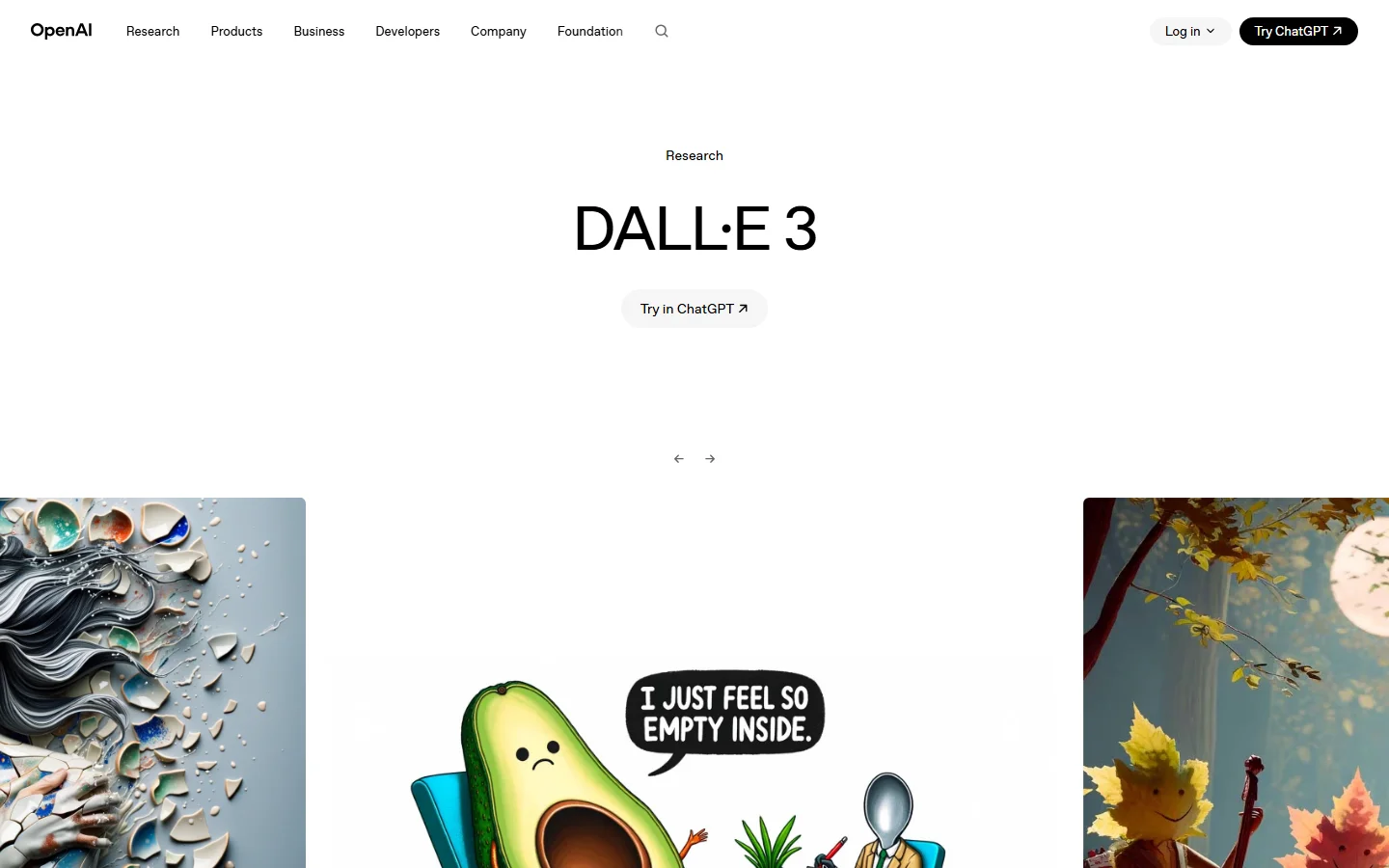 DALL-E homepage