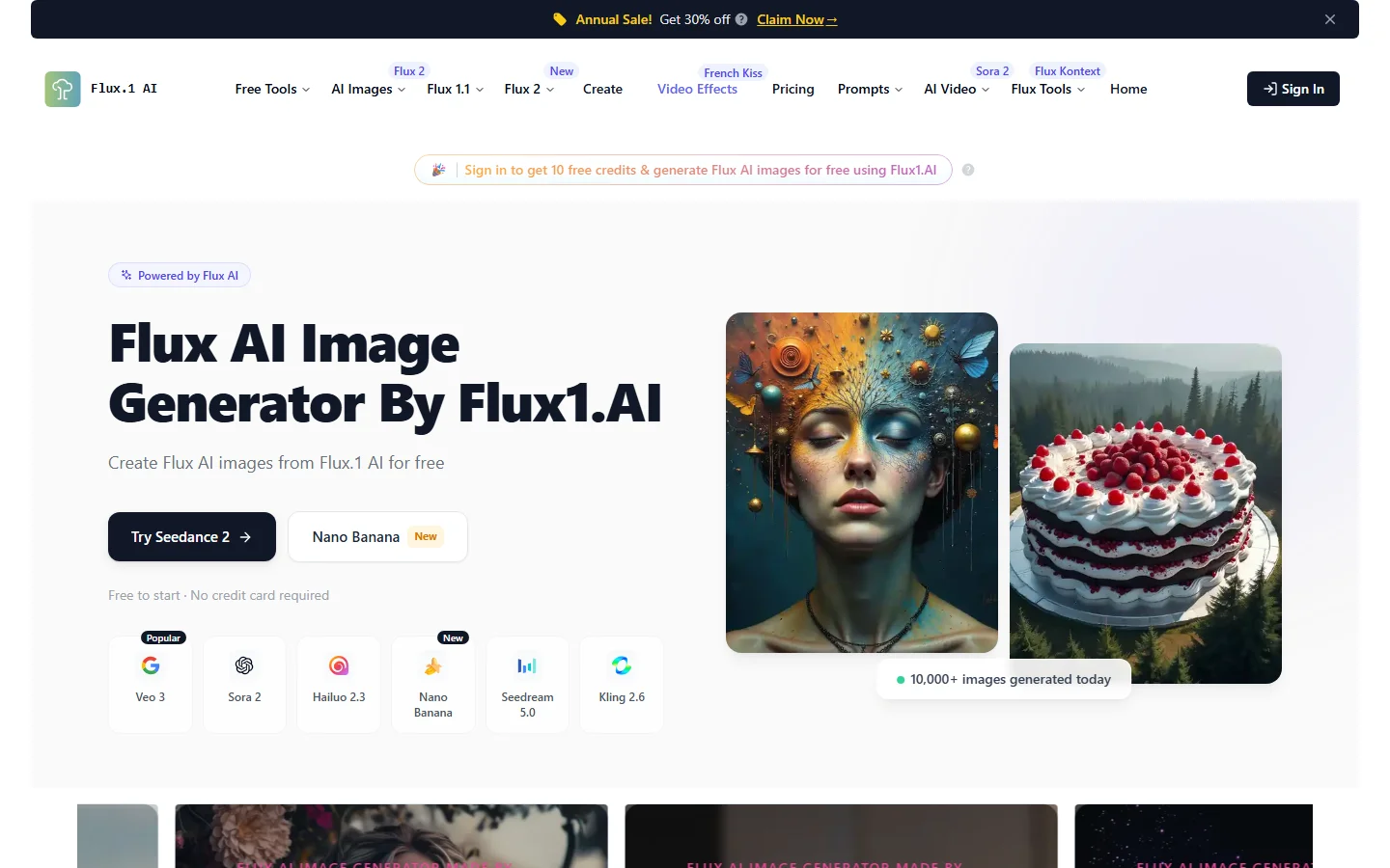 FLUX AI image generator homepage