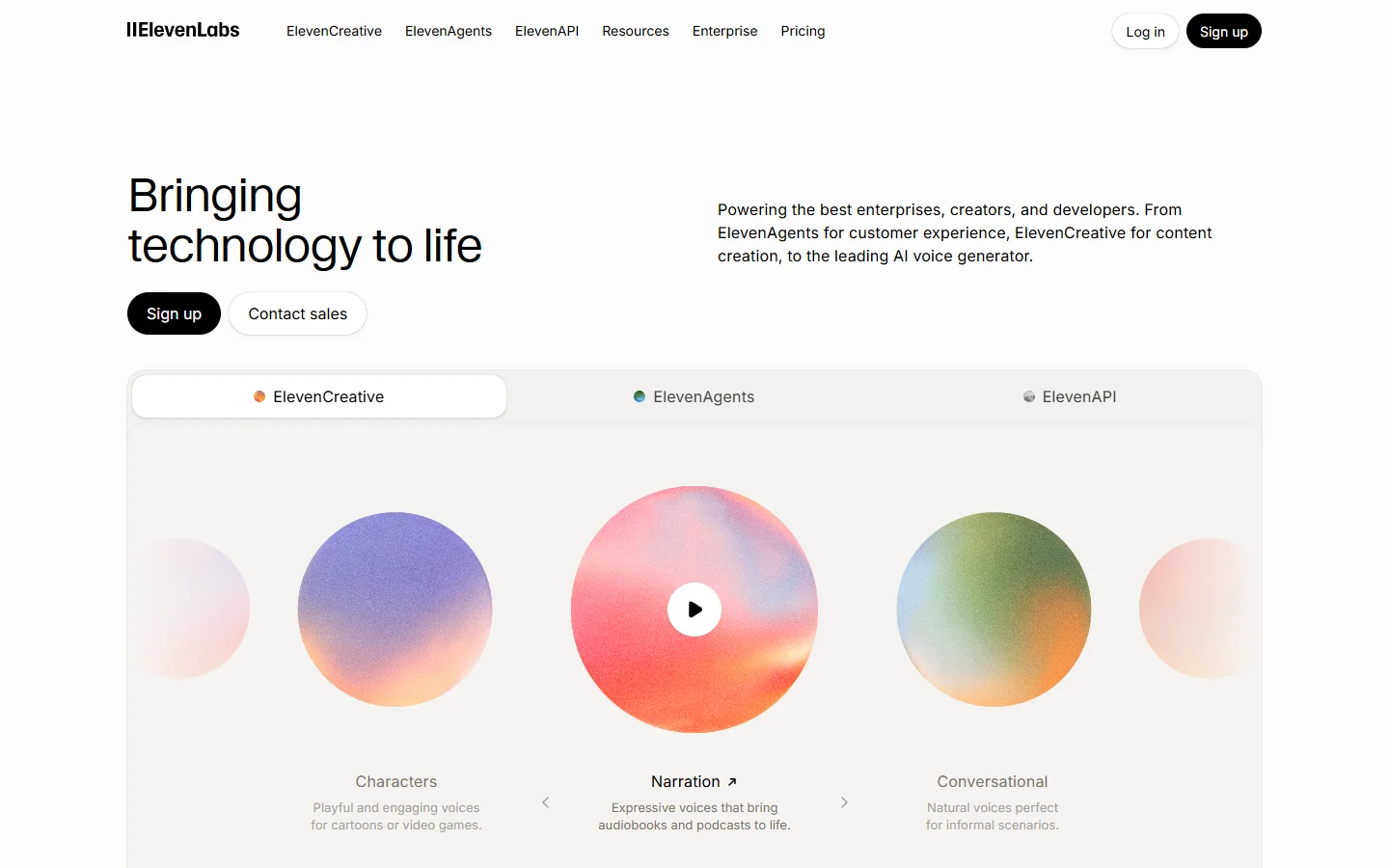 ElevenLabs voice AI platform with dubbing and voice cloning tools