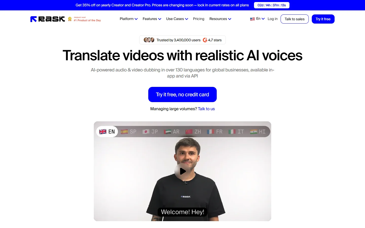 Rask AI video localization and dubbing platform