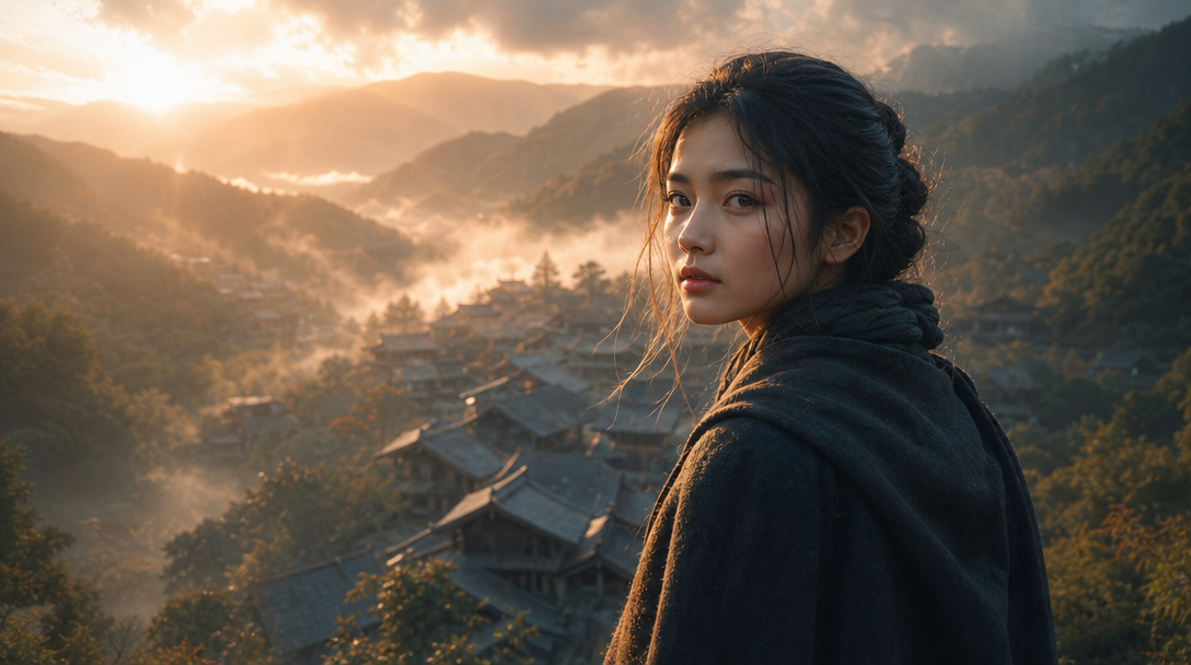 AI-generated cinematic portrait with dramatic studio lighting showcasing realistic facial detail