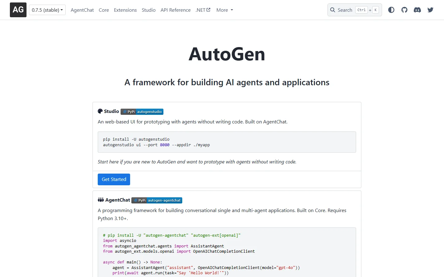 AutoGen homepage
