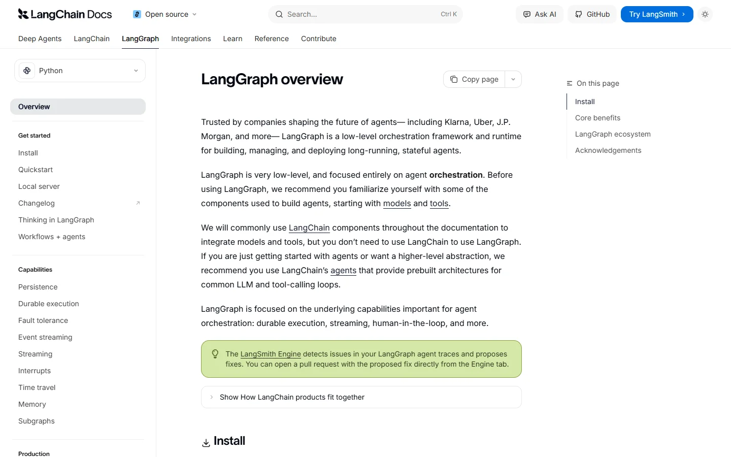 LangGraph homepage
