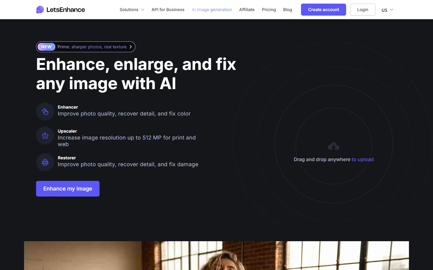 Let's Enhance homepage