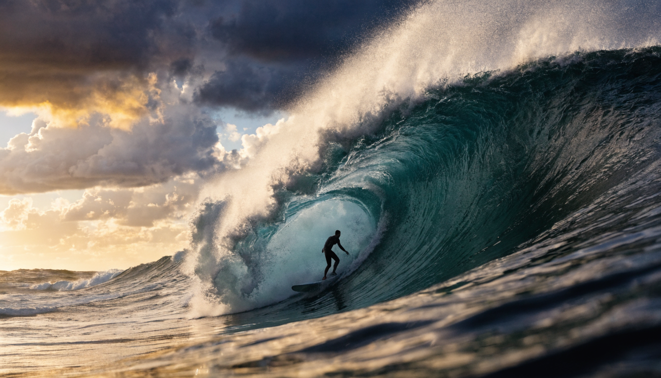 Professional audio production setup with dramatic cinematic lighting