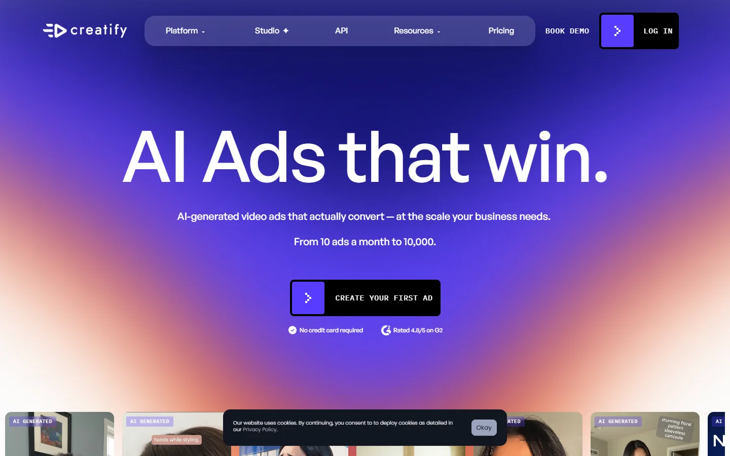Creatify homepage