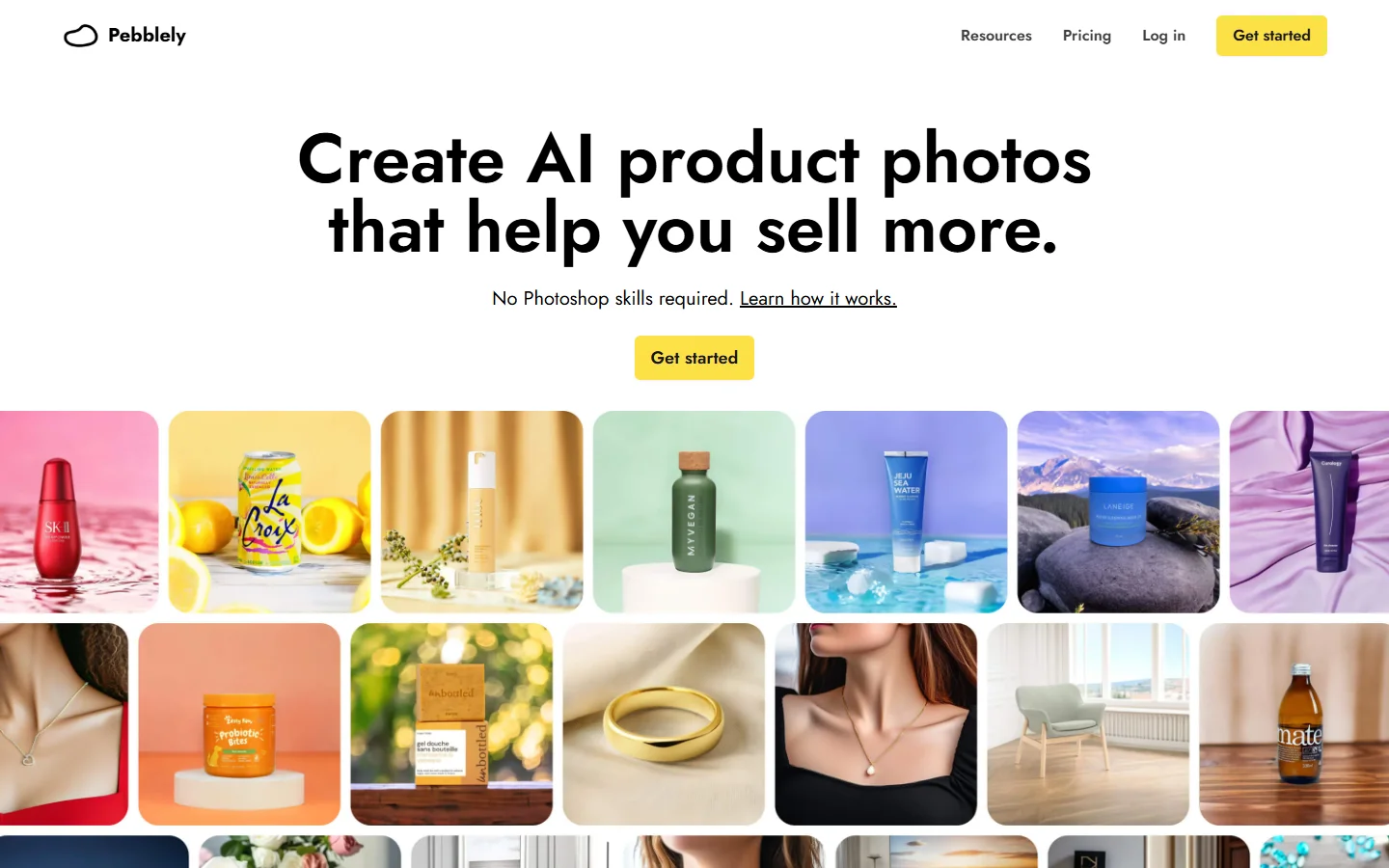 Pebblely homepage