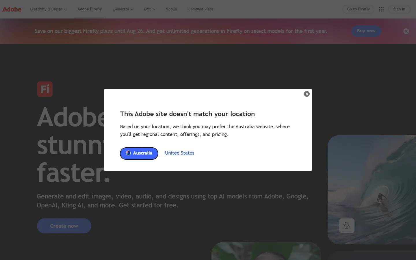 Adobe Firefly AI creative tools homepage