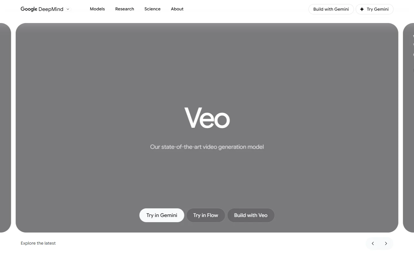 Google Veo 3 homepage