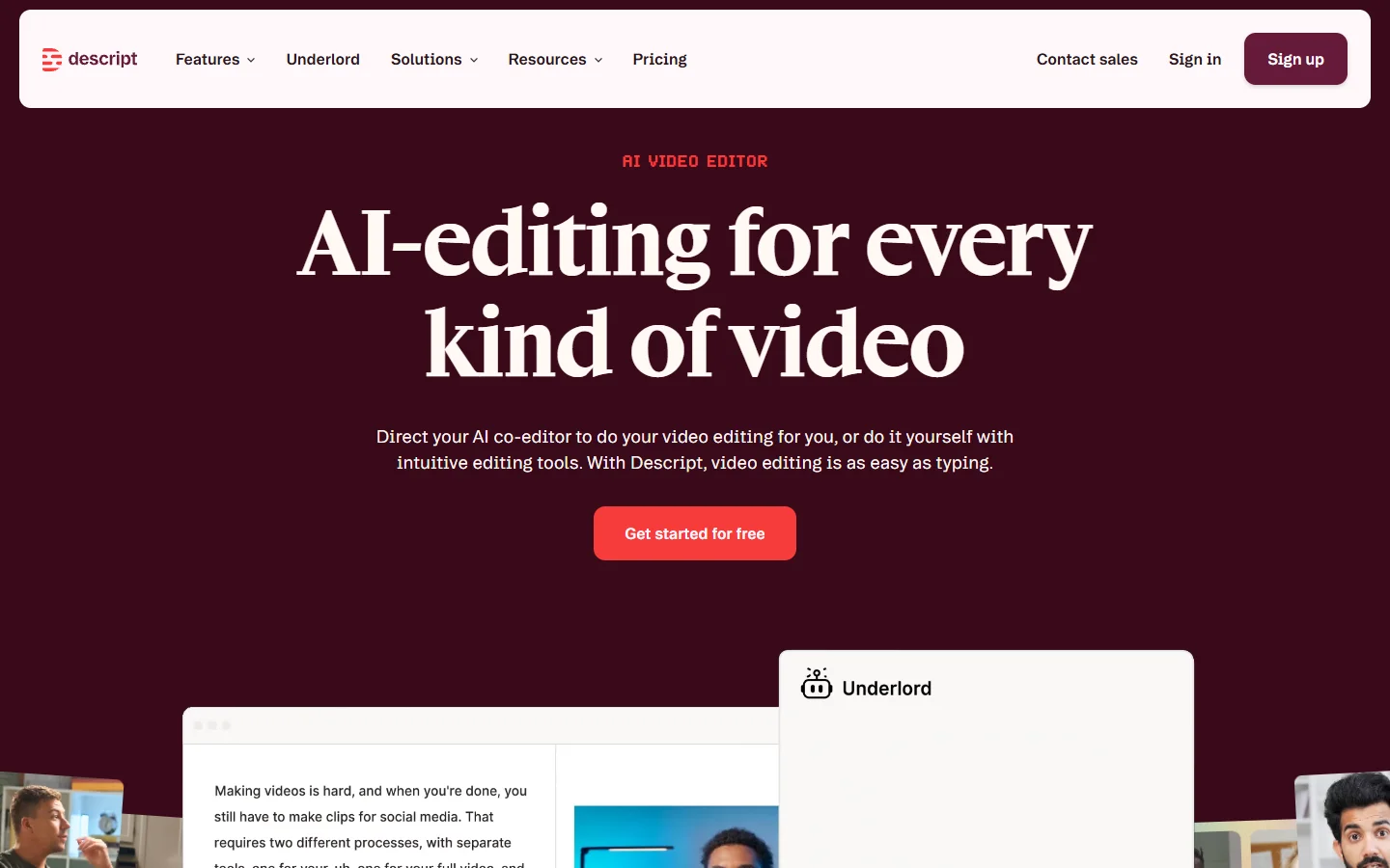 Descript audio and video editor with transcript-based editing