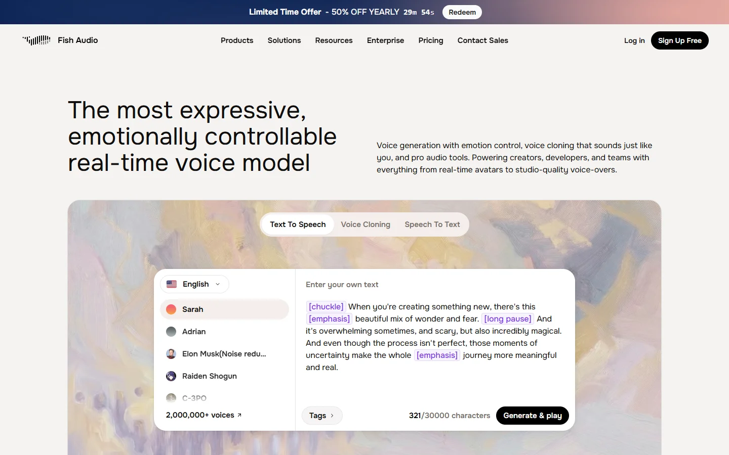 Fish Audio open-source voice cloning and generation platform