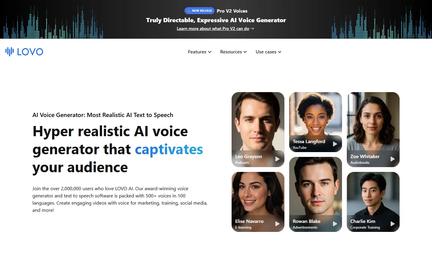 LOVO Genny platform with AI script writer and video editor