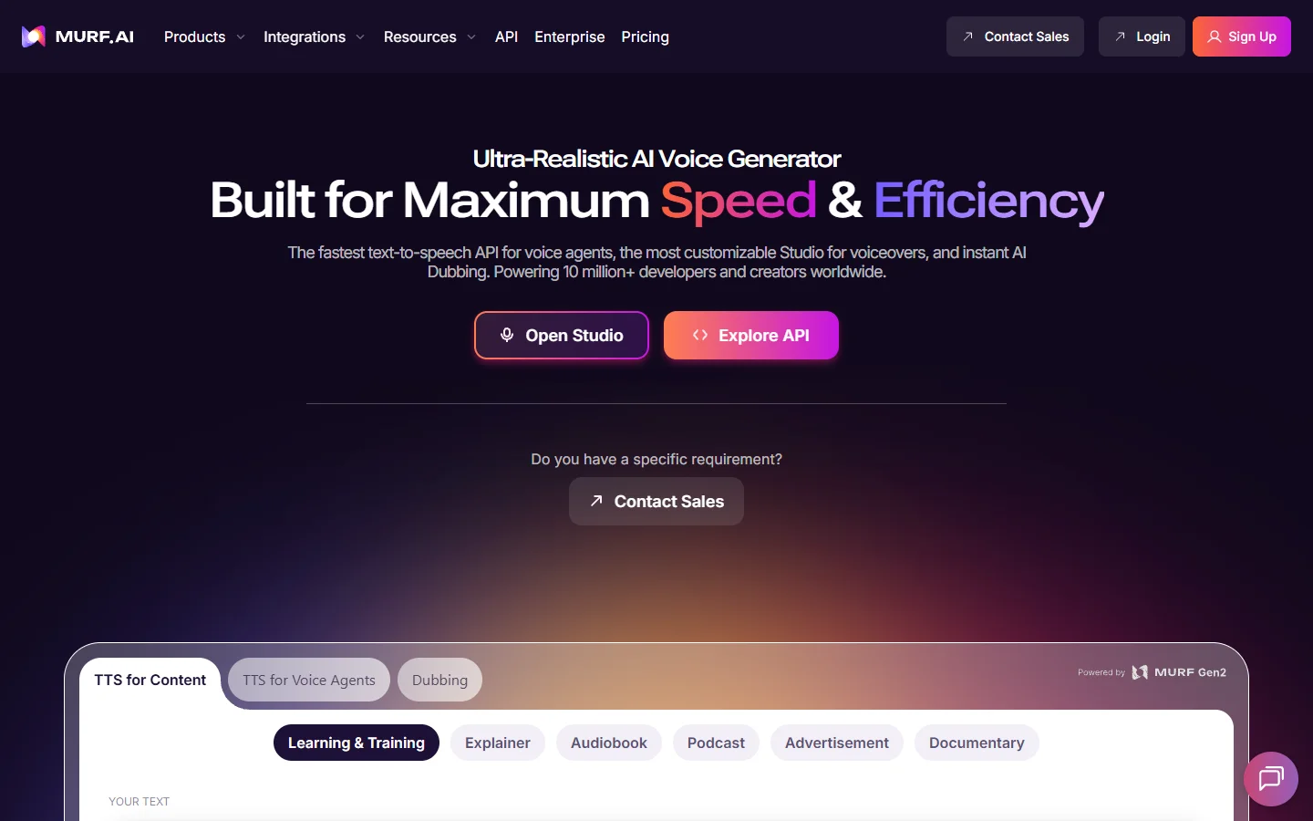 Murf AI studio-grade voiceover platform interface