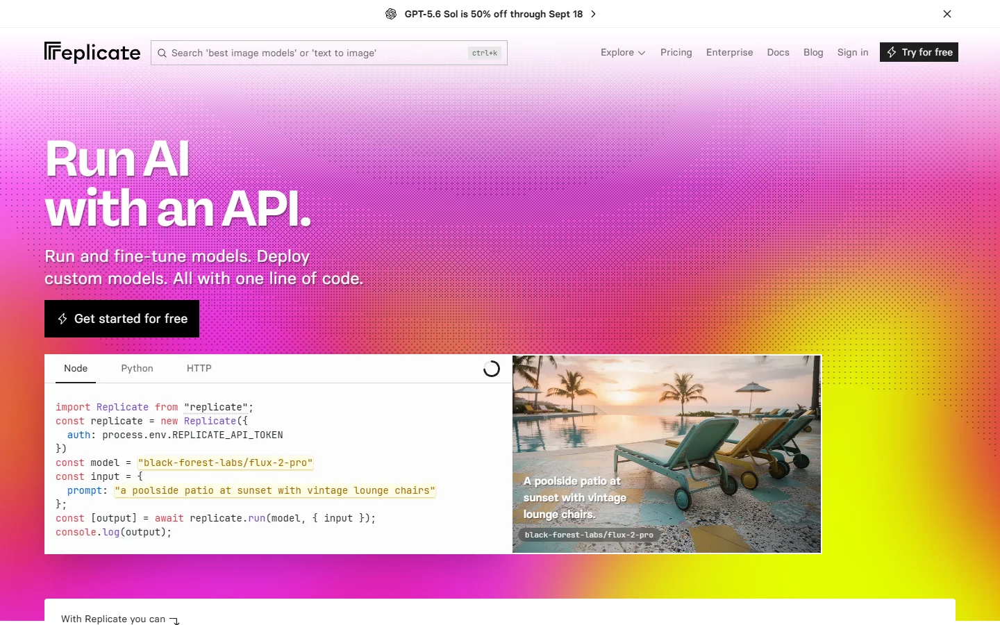 Replicate homepage screenshot