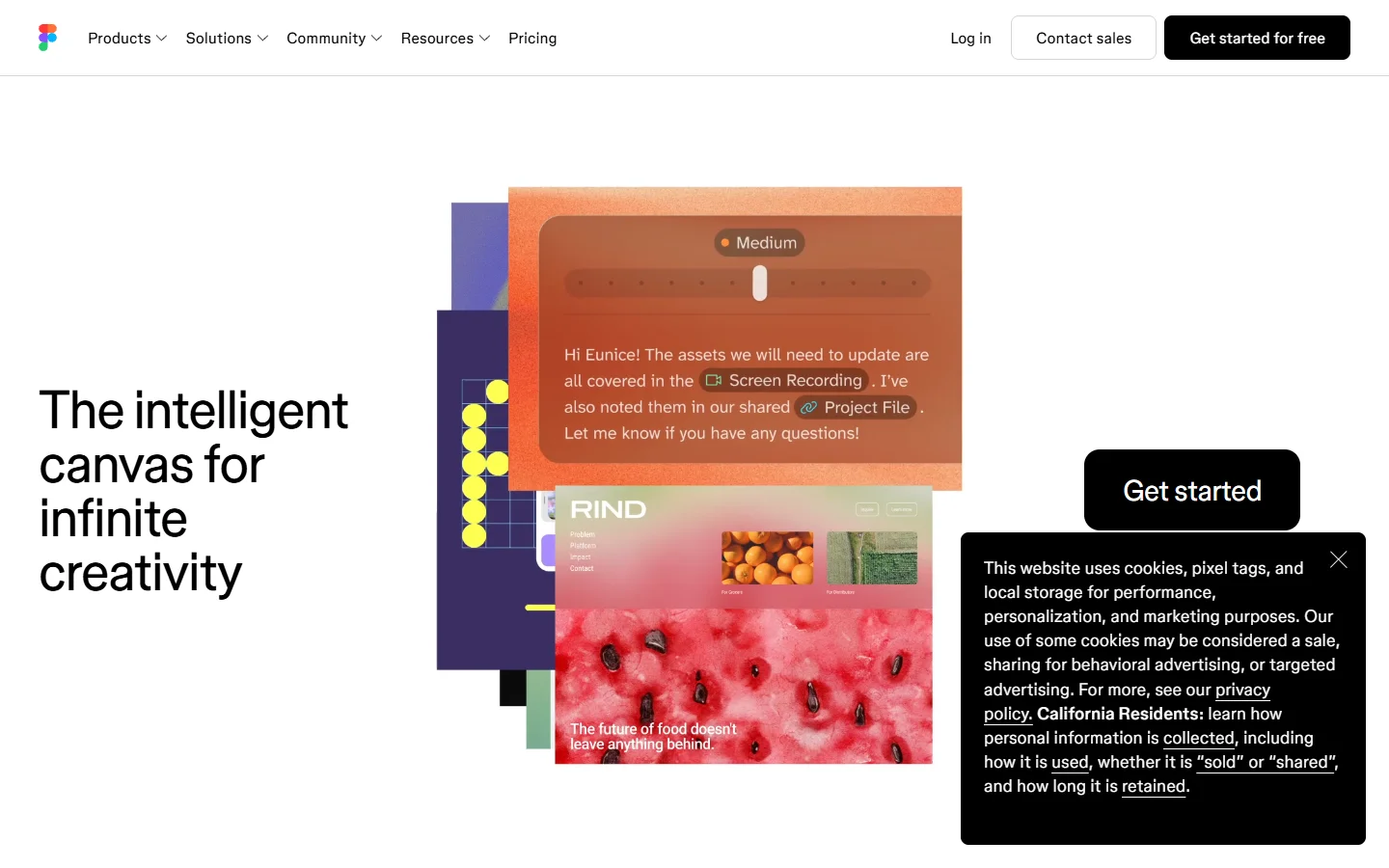Figma homepage showing collaborative design platform