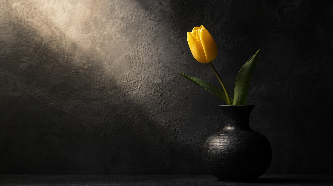 Cinematic still of generated brand assets arranged on a studio surface
