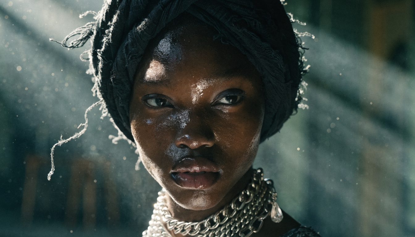 Creative workspace showing a multi-screen video production setup with cinematic lighting