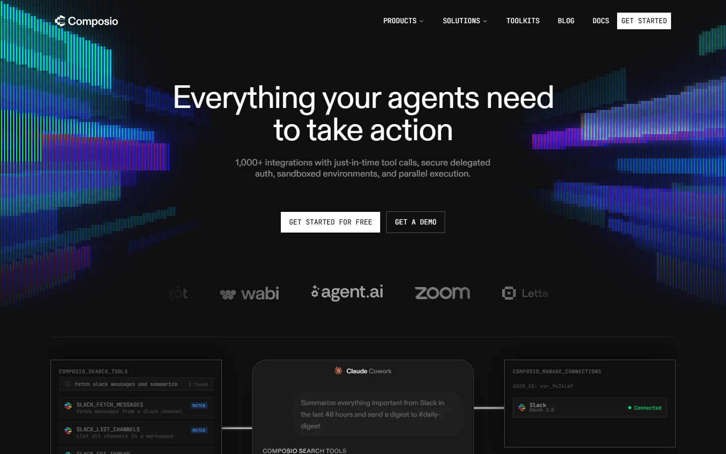 Composio toolkit homepage