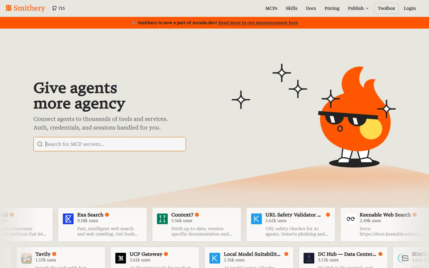 Smithery MCP registry homepage