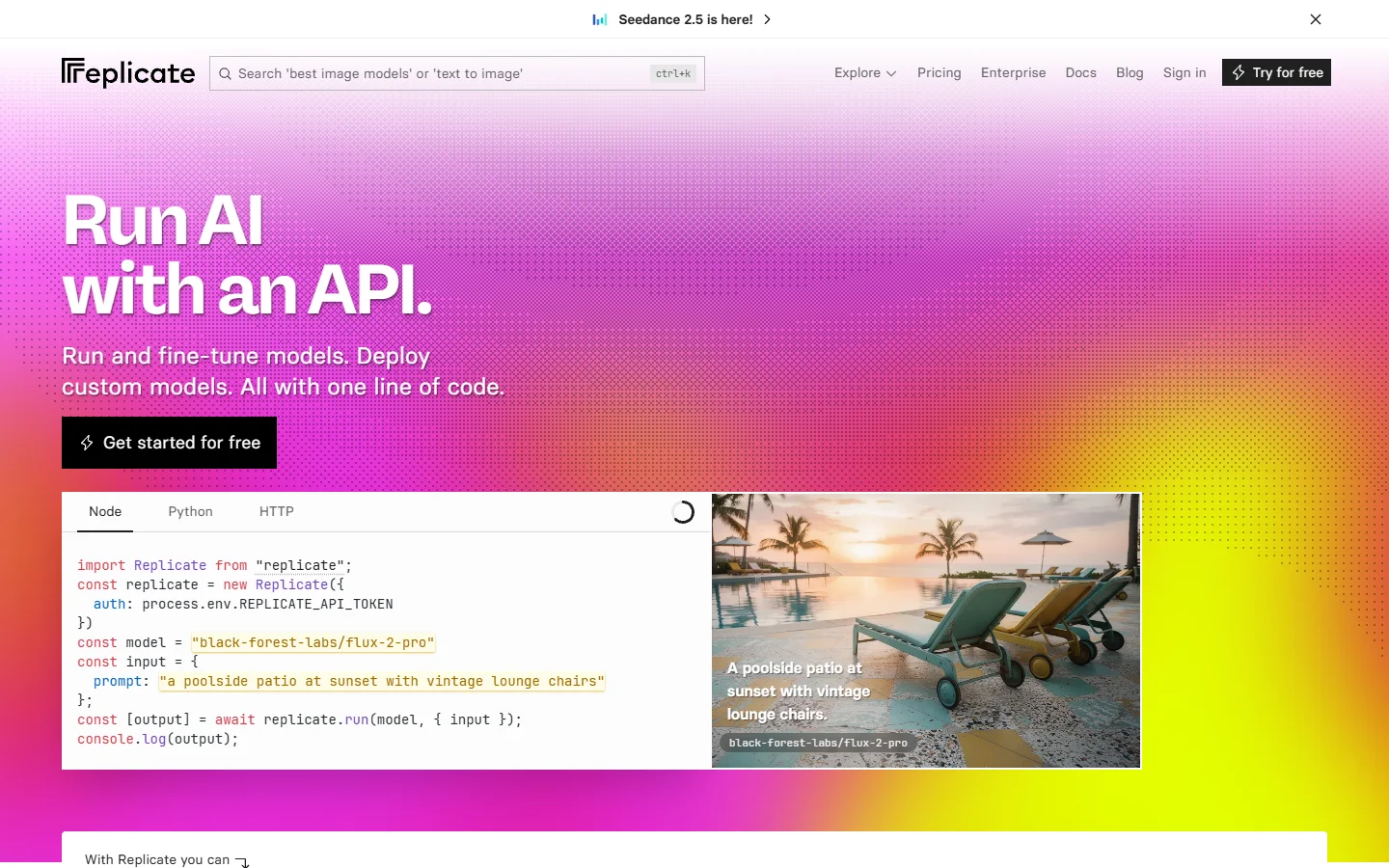 Replicate homepage