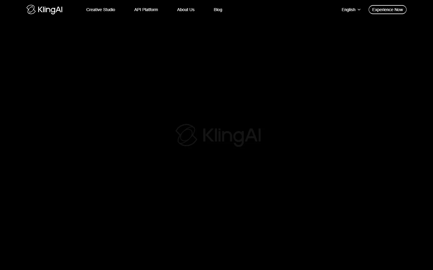 Kling AI homepage showing video generation interface