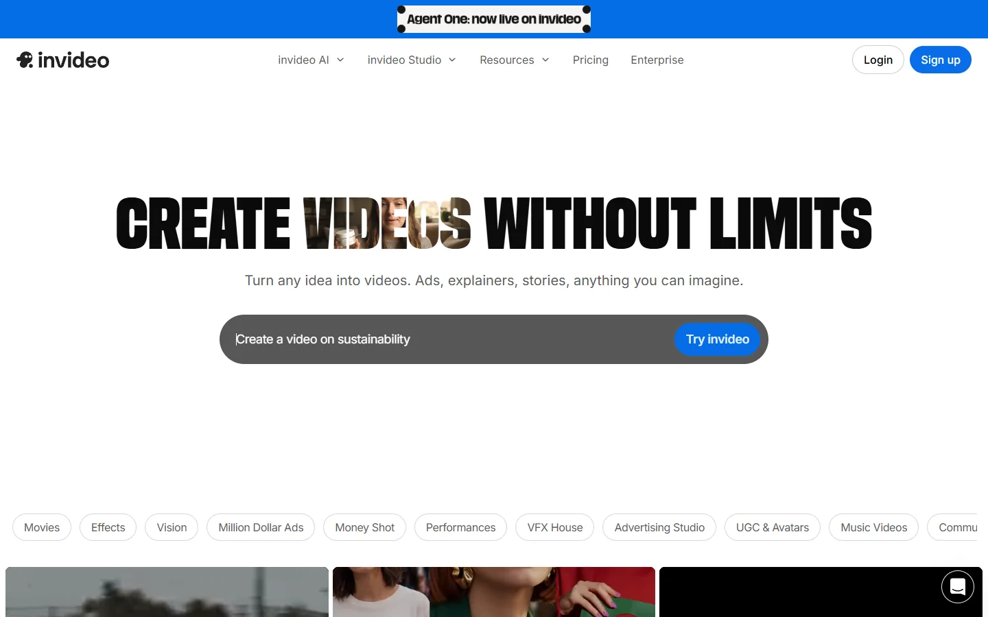 InVideo AI homepage