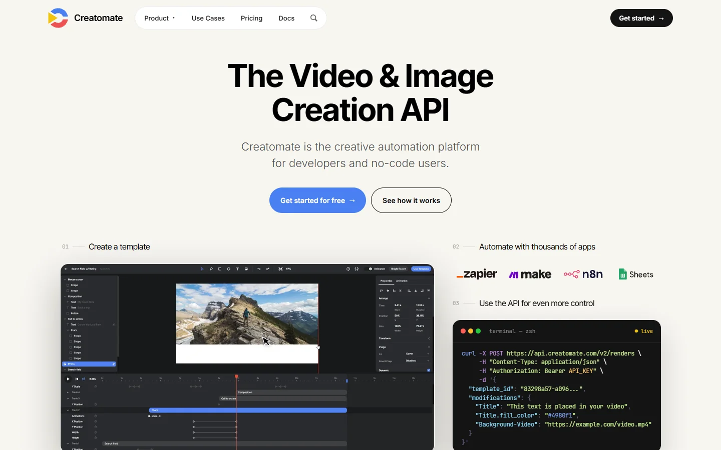 Creatomate homepage