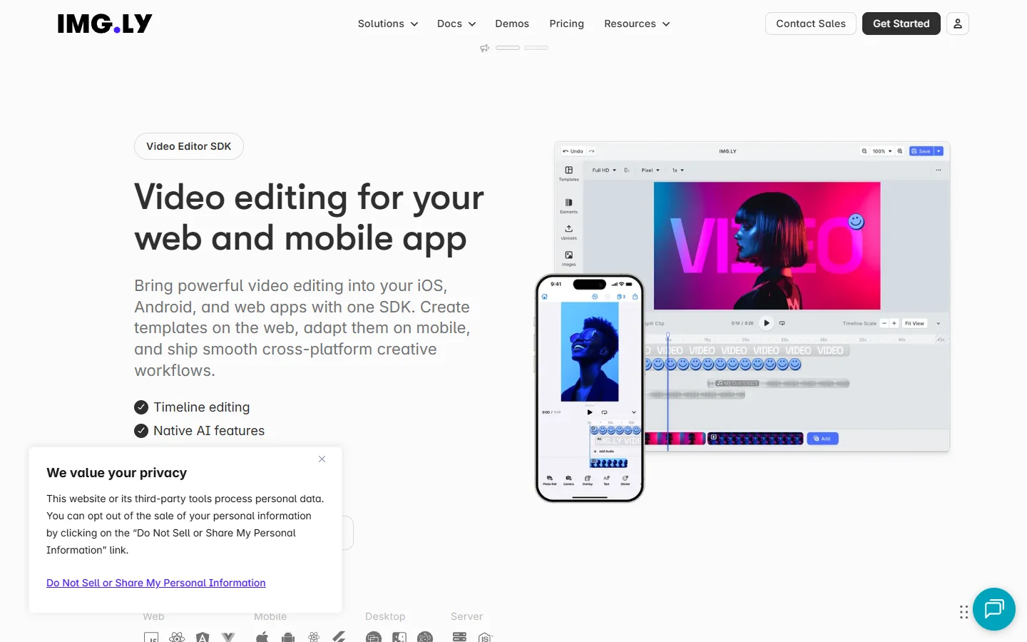 IMG.LY video SDK page