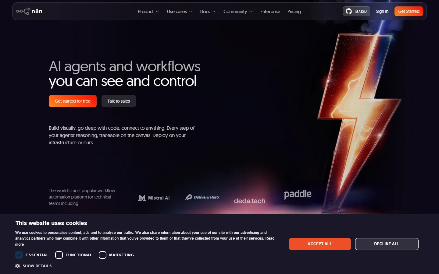 n8n workflow automation platform homepage