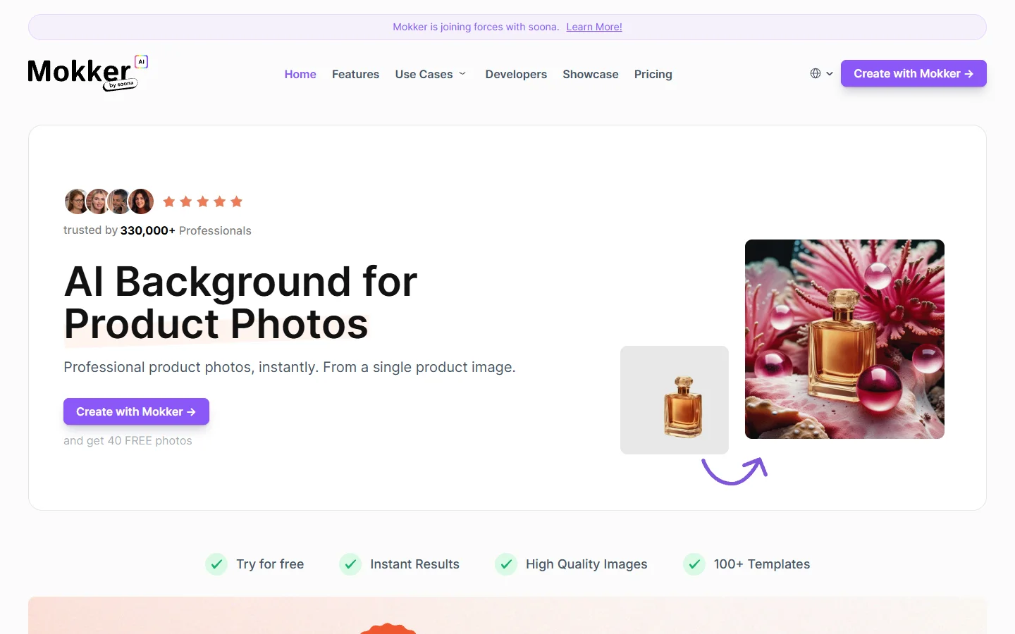 Mokker AI product background replacement tool