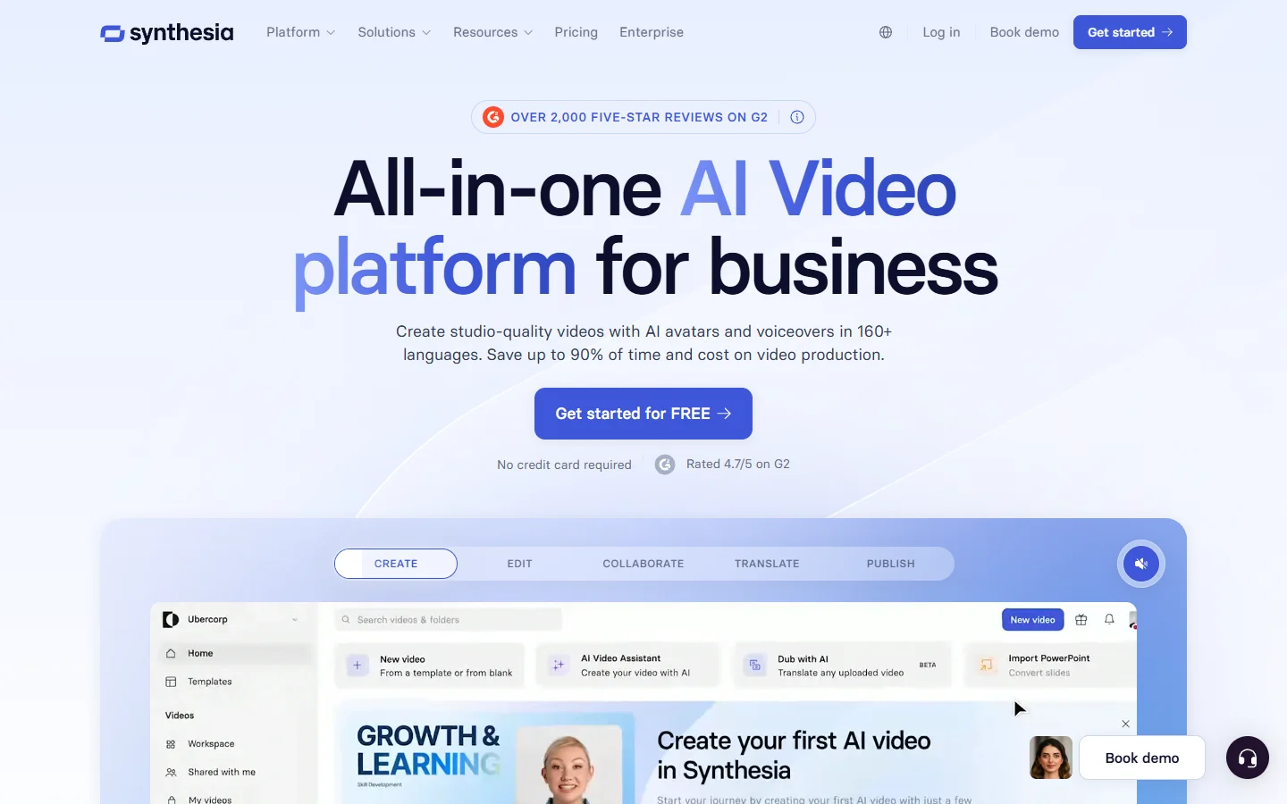 Synthesia AI avatar and video platform