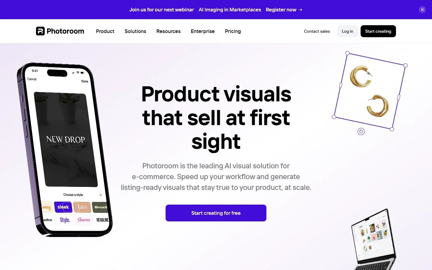Photoroom online photo editing studio with background removal