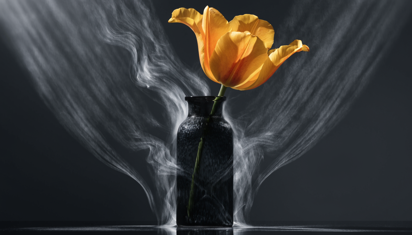 A composited scene combining an AI-generated subject placed onto a new stylized background