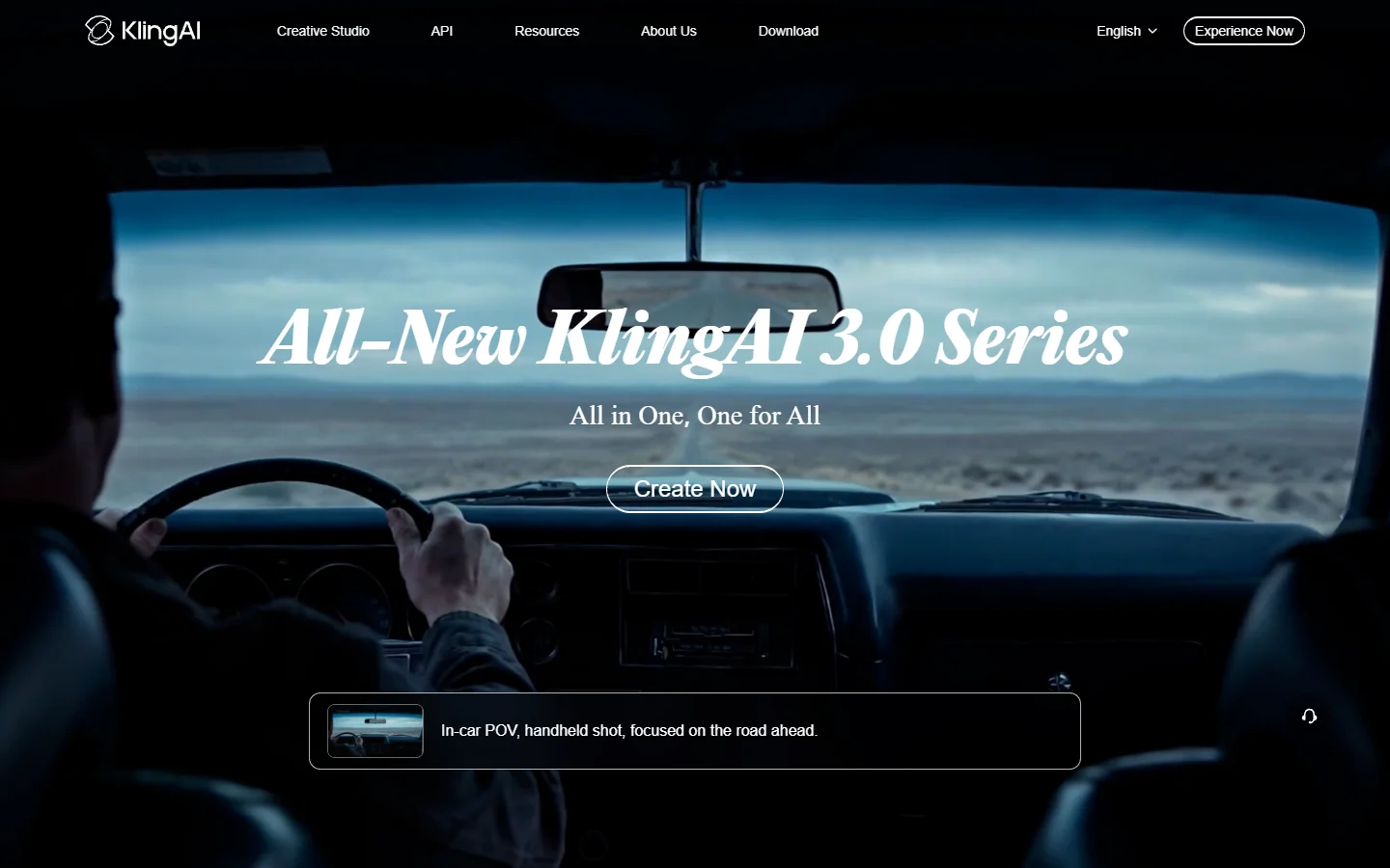 Screenshot of the Kling AI homepage