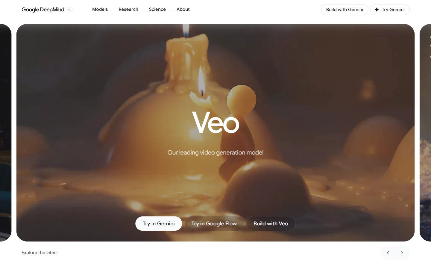 Screenshot of the Google Veo page