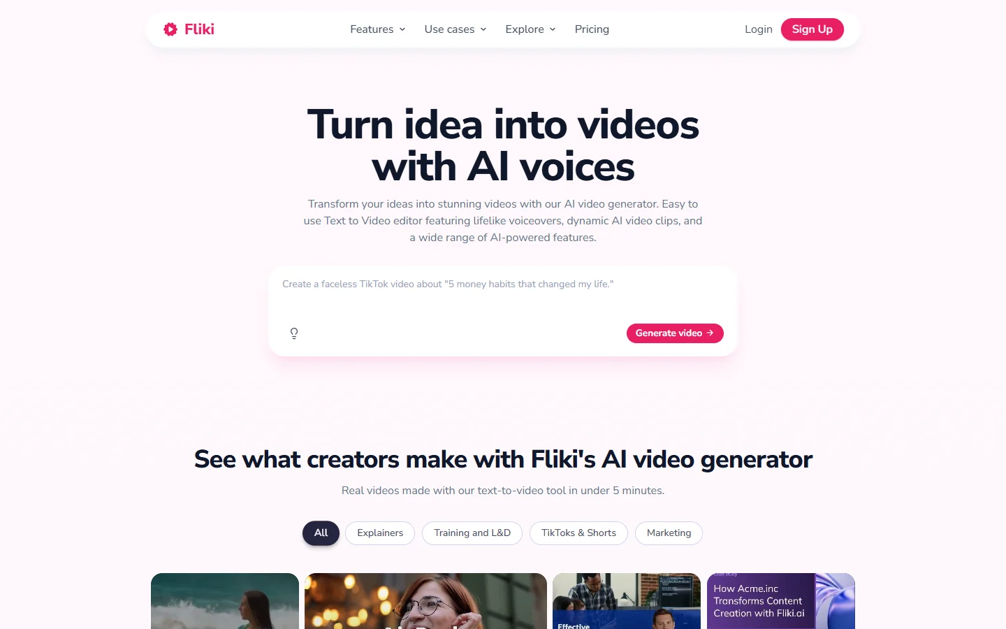 Fliki homepage