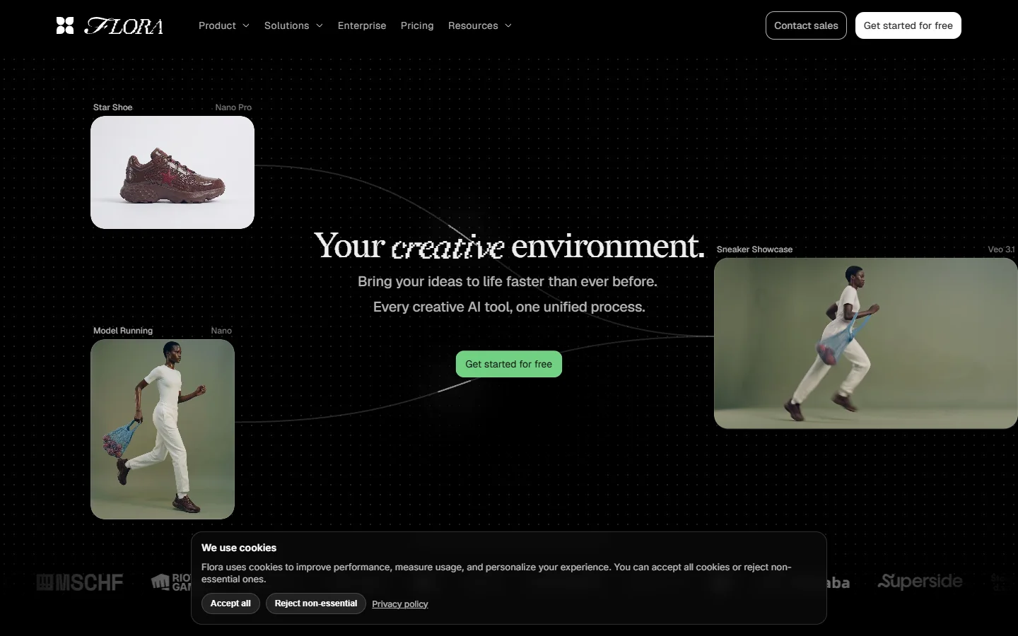 Flora infinite AI canvas homepage screenshot