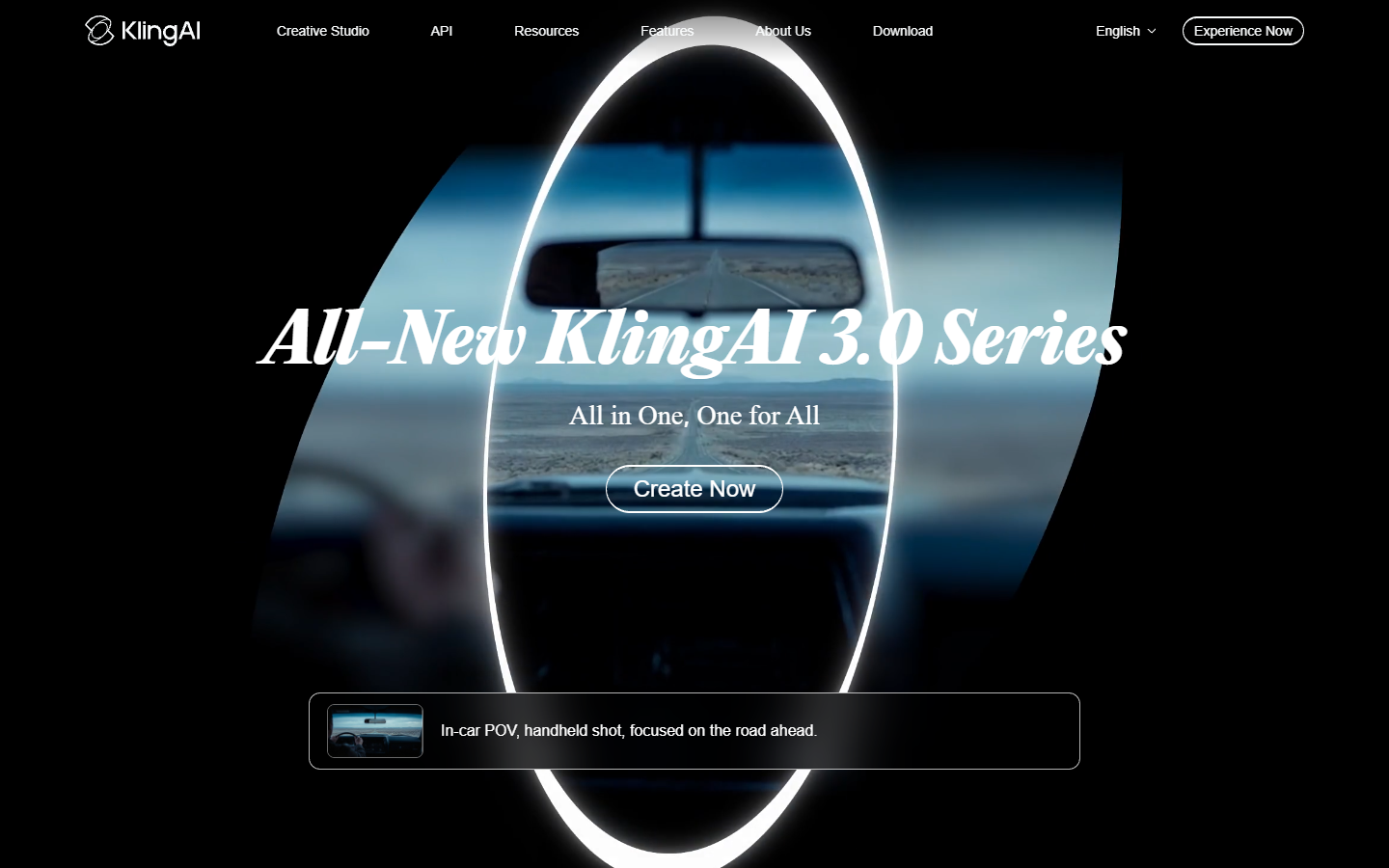 KlingAI homepage showing the 3.0 series AI video generator