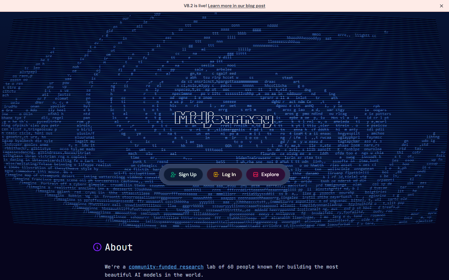 Midjourney homepage showing AI image generation for concept art