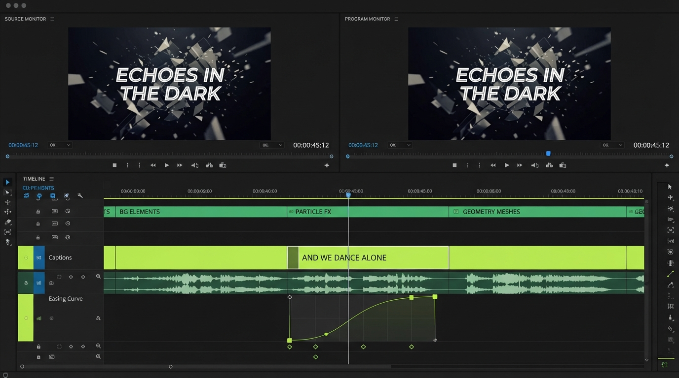 Editor panel showing a template with swappable text and image layers feeding a batch render queue